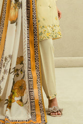 Stitched Light Yellow Embroidered Shalwar